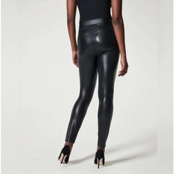 SPANX Leather-Like Ankle Skinny Pant Luxe Black Sz XL Petite NWT {HH1} - Picture 5 of 5